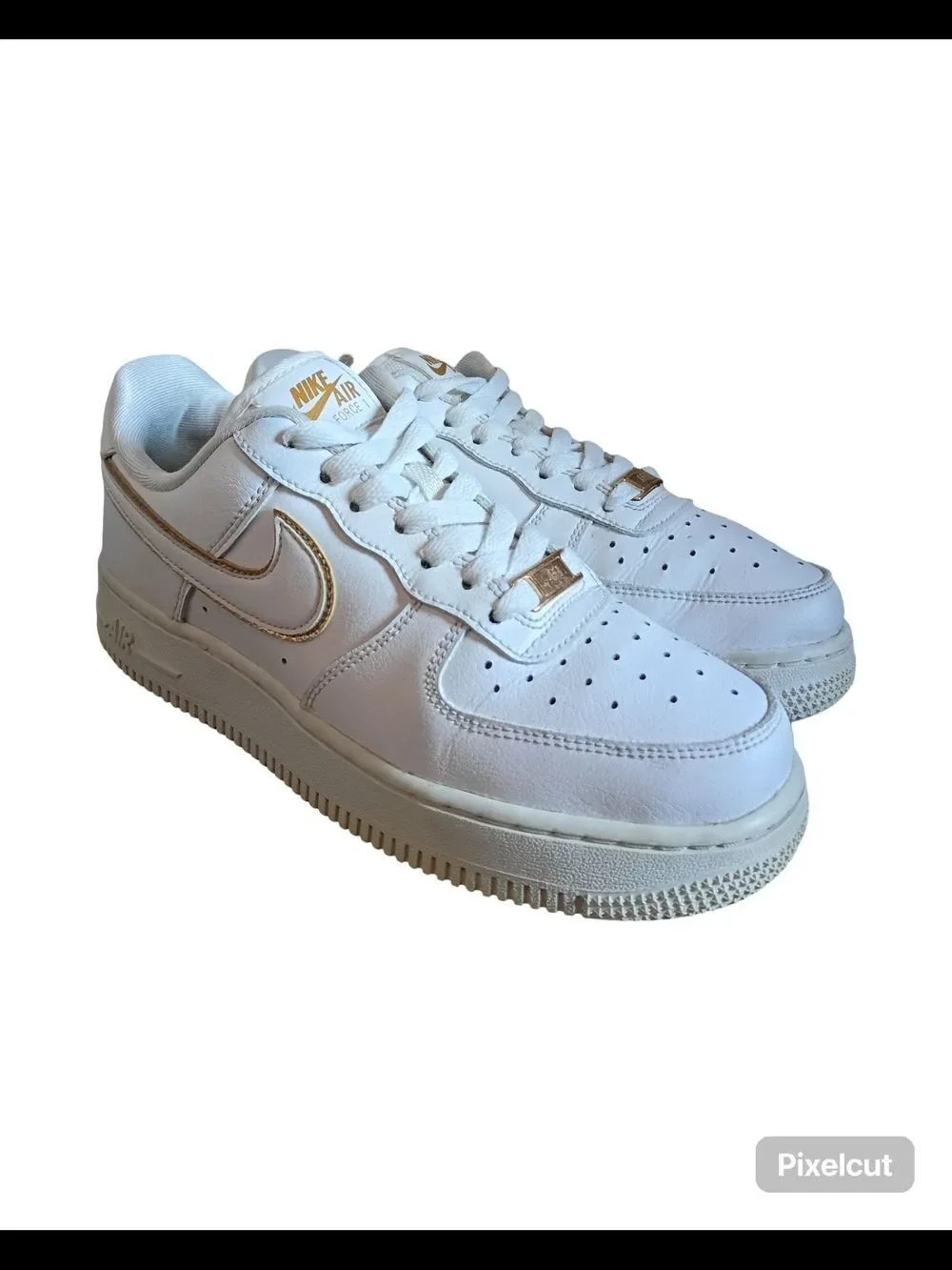 Nike Air Force 1 '07 ESS - White & Metallic Gold - Women's Size 7